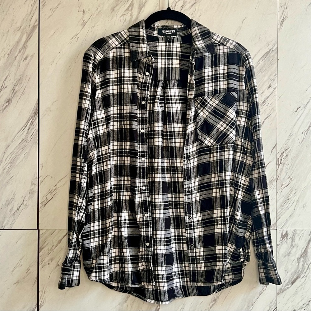Express Boyfriend Plaid Button Up Shirt SZ S